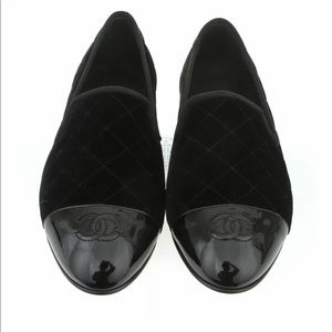 Chanel velvet smoking slipper